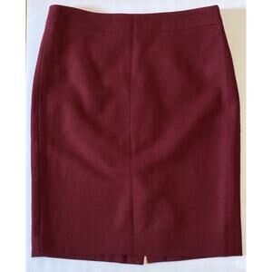J.Crew The Pencil Skirt Women’s Size 4 Dark Red Burgundy Wool Blend Back Zip EUC